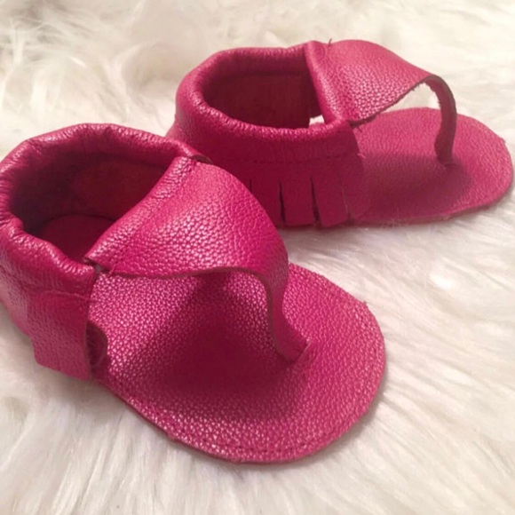 Real leather sandal Moccasins- bright pink - Picture 3 of 5